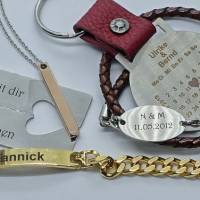 Personalisierbar Armband aus Leder, braun, Personalisiert mit Gravur, Geschenk für Männer und  Frauen Muttertag Bild 4