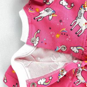 Einhörner Regenbogen und Sternschnuppen, als Kleid oder T-Shirt, Puppenkleidung für Puppen Gr. 40-45 cm, pink Bild 4