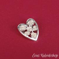 Silberner Herzanhänger mit Rosendekor und Kette Bild 3