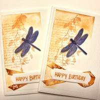 3D Geburtstagskarte  mit Libelle Orange/ Blau Handgefertigt mit Stampin'Up! Unikat Bild 1