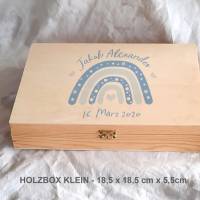 Erinnerungsbox Taufe Baby Regenbogen modern aus Holz Bild 1