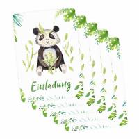 5 Einladungskarten Panda Dschungel Indianer inkl. 5 transparenten Briefumschlägen Kindergeburtstag Mädchen Junge Bild 2
