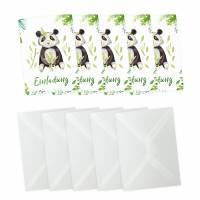 5 Einladungskarten Panda Dschungel Indianer inkl. 5 transparenten Briefumschlägen Kindergeburtstag Mädchen Junge Bild 3