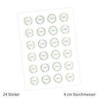24 Danke Aufkleber - Floral Aquarell grün - rund 4 cm Ø - Dankeaufkleber Sticker Hochzeit Gastgeschenk Bild 2