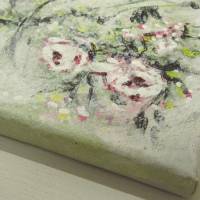 CUTE ROSES - kleines Rosenbild auf Leinwand je 20cmx20cm mit Glitter und Strukturpaste Bild 7