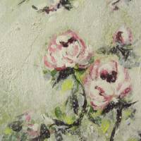CUTE ROSES - kleines Rosenbild auf Leinwand je 20cmx20cm mit Glitter und Strukturpaste Bild 8