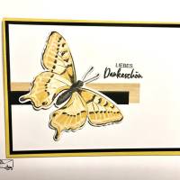Wunderschöne   Dankekarte  mit gelbem Schmetterling & Grusstext Handgefertigt mit Stampin'Up! Bild 1