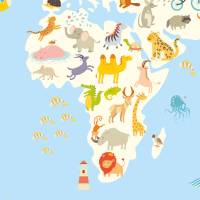 Kinder Lernposter Weltkarte Tiere - Wanddeko Kinderzimmer Bild 2