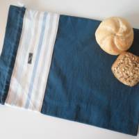 Brotbeutel *striscio blu* Baumwolle blau mit Kordel Bild 1