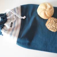 Brotbeutel *striscio blu* Baumwolle blau mit Kordel Bild 3