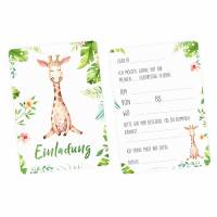 5 Einladungskarten Giraffe Dschungel grün inkl. 5 transparenten Briefumschlägen Kindergeburtstag Mädchen Junge Bild 1