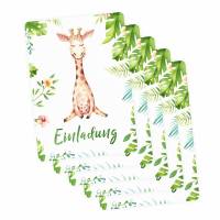 5 Einladungskarten Giraffe Dschungel grün inkl. 5 transparenten Briefumschlägen Kindergeburtstag Mädchen Junge Bild 2