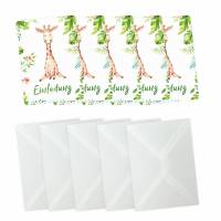 5 Einladungskarten Giraffe Dschungel grün inkl. 5 transparenten Briefumschlägen Kindergeburtstag Mädchen Junge Bild 3