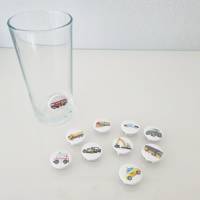 PROST-it Glasmarkierer/Button mit Saugnapf, personalisierbar für Gläser oder Flaschen Set "Fahrzeuge" Bild 2