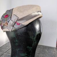 Strohhut Hütchen Headpiece Rosa-Grau Bild 1