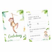 5 Einladungskarten Affe Dschungel grün inkl. 5 transparenten Briefumschlägen Kindergeburtstag Mädchen Junge Bild 1