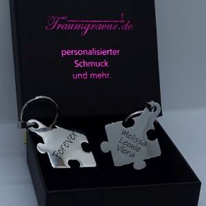 Personalisierbar Puzzle Anhänger aus Edelstahl, Halsschmuck mit Gravur, Geschenk Männer Frauen Muttertag Individuell Bild 7