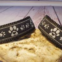 Hundehalsband Halsband "Pfoten-Liebe", silber, 21cm-29cm, 2cm breit Bild 1
