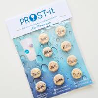 PROST-it Glasmarkierer/Button mit Saugnapf, personalisierbar für Gläser oder Flaschen Set "Für Päärchen" Bild 1