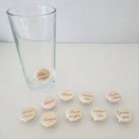 PROST-it Glasmarkierer/Button mit Saugnapf, personalisierbar für Gläser oder Flaschen Set "Hochzeit" Bild 2