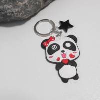 Panda Pandabär Glück Schlüsselanhänger Glücksbringer schwarz Stern Bild 1