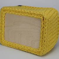 Utensilo rechteckig mit Holzboden aus Textilgarn Häkelkorb für Wickeltisch recycelte Baumwolle Osterkorb gelb Bild 4