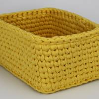 Utensilo rechteckig mit Holzboden aus Textilgarn Häkelkorb für Wickeltisch recycelte Baumwolle Osterkorb gelb Bild 6
