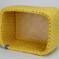 Utensilo rechteckig mit Holzboden aus Textilgarn Häkelkorb für Wickeltisch recycelte Baumwolle Osterkorb gelb Bild 7