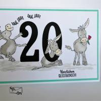 Glückwunschkarte zum 20. Geburtstag mit Eseln Handgefertigt mit Stampin Up Produkten Bild 2