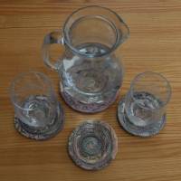 Untersetzer-Set für Gläser und Becher, genäht in  rope bowl Technik, waschbar,  upcycling Bild 2