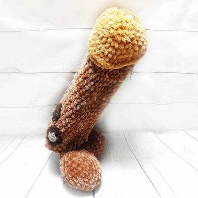 Kosmetiktäschchen oder Federmäppchen nackter Penis , braun mit Blümchen