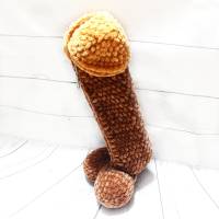 Kosmetiktäschchen oder Federmäppchen nackter Penis , braun mit Blümchen Bild 4