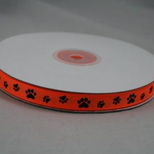 1 m Ribbon Ripsband Tatzen Hunde 10 mm, orange Bild 4