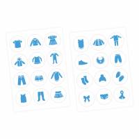 Möbelaufkleber Ordnungssticker für Kleidung blau/ weiß Bild 1