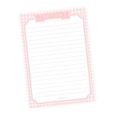 A5 Notizblock Karo Vichy rosa kariert - 50 Blatt To do Liste Einkaufszettel
