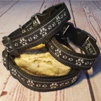 Hundehalsband Halsband "Pfoten-Liebe", silber, 24cm-36cm, 2,5cm breit Bild 1