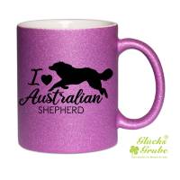 Tasse I love Australian Shepherd verschiedene Glitzer Modelle Bild 2