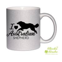 Tasse I love Australian Shepherd verschiedene Glitzer Modelle Bild 4