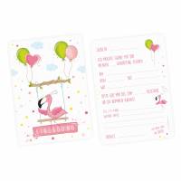 5 Einladungskarten Flamingo mit GLITZER inkl. 5 transparenten Briefumschlägen Kindergeburtstag Mädchen pink rosa Einladu Bild 1
