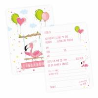 5 Einladungskarten Flamingo mit GLITZER inkl. 5 transparenten Briefumschlägen Kindergeburtstag Mädchen pink rosa Einladu Bild 3