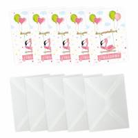 5 Einladungskarten Flamingo mit GLITZER inkl. 5 transparenten Briefumschlägen Kindergeburtstag Mädchen pink rosa Einladu Bild 4