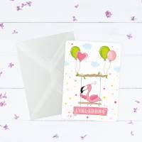 5 Einladungskarten Flamingo mit GLITZER inkl. 5 transparenten Briefumschlägen Kindergeburtstag Mädchen pink rosa Einladu Bild 6