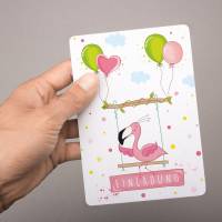 5 Einladungskarten Flamingo mit GLITZER inkl. 5 transparenten Briefumschlägen Kindergeburtstag Mädchen pink rosa Einladu Bild 7