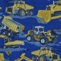 ♕ Jersey mit Baufahrzeugen Laster Kipper Bagger in blau oder grau 50 cm x 145 cm Nähen Stoff ♕ Bild 6