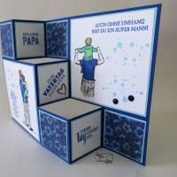 Stampin'Up! 3D Grußkarte zum Vatertag, aussergewöhnliche 3D Große Faltkarte Treppenkarte Handarbeit Bild 3
