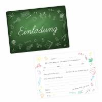 5 Einladungskarten zur Einschulung Tafel grün inkl. 5 transparenten Briefumschlägen Einladung Junge Mädchen Bild 1
