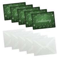 5 Einladungskarten zur Einschulung Tafel grün inkl. 5 transparenten Briefumschlägen Einladung Junge Mädchen Bild 2