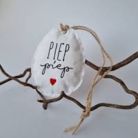Deko-Osterei aus Vintage-Baumwollstoff "PIEP piep" - von he-ART by helen hesse Bild 1