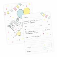 5 Einladungskarten zur Einschulung Mädchen mit Luftballons mit GLITZER inkl. 5 transparenten Briefumschlägen Einladung Bild 3