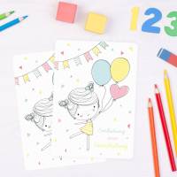 5 Einladungskarten zur Einschulung Mädchen mit Luftballons mit GLITZER inkl. 5 transparenten Briefumschlägen Einladung Bild 6